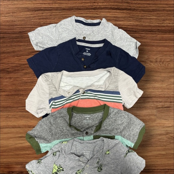 Nine x Carter's 3T Tees - Teal, Gray, Navy, grn, striped, astronaut. Exclt Cdtn - Picture 3 of 7